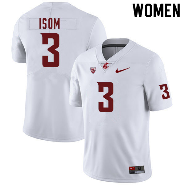 Women #3 Daniel Isom Washington Cougars College Football Jerseys Sale-White - Click Image to Close